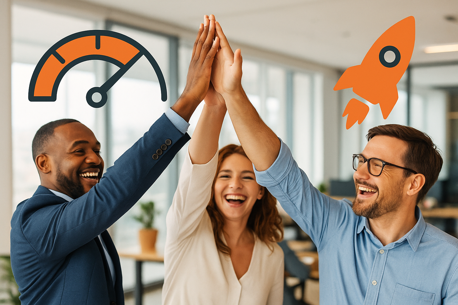 Sales team celebrating quick-win targets after optimizing HubSpot.